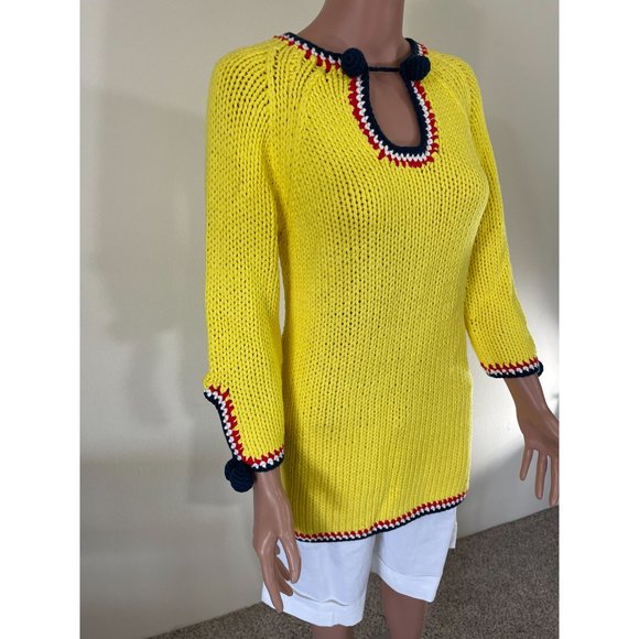 NWT Scoop NYC 100% Cotton Yellow Knit Tunic Sweater Size 4 - Picture 3 of 13
